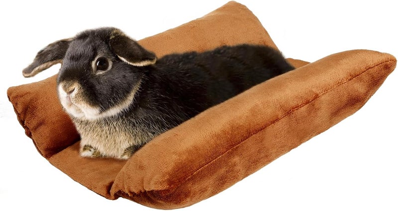 Alphatool 15.7" x 14" Soft Bunny Bed - Rabbit Bed, Warm Cuddle Cushion Plush Mat for Guinea Pig, Ferret, Small Animal - Brown - Image 1